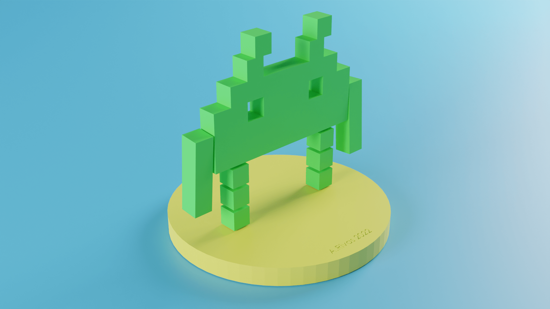 1920x1080 STL file 8- bit Alien Robot (Space Invaders)・3D printer design to download・Cults