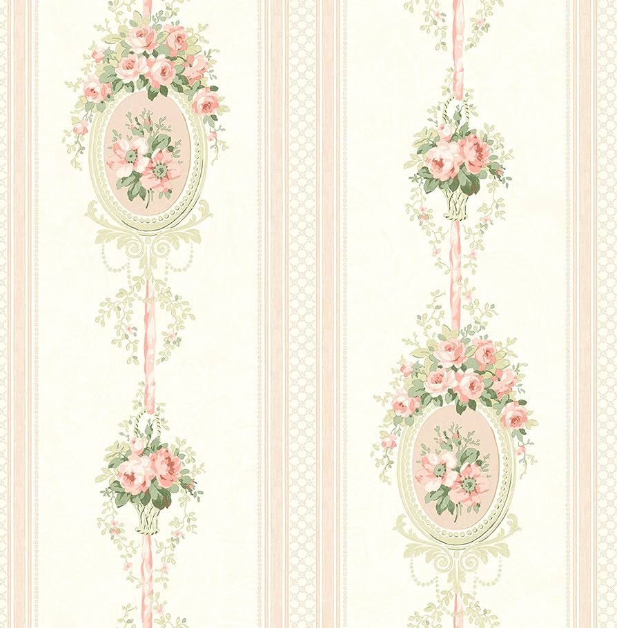 894x910 Cameo Stripe Wallpaper in Rosy FS50411 from Wallquest