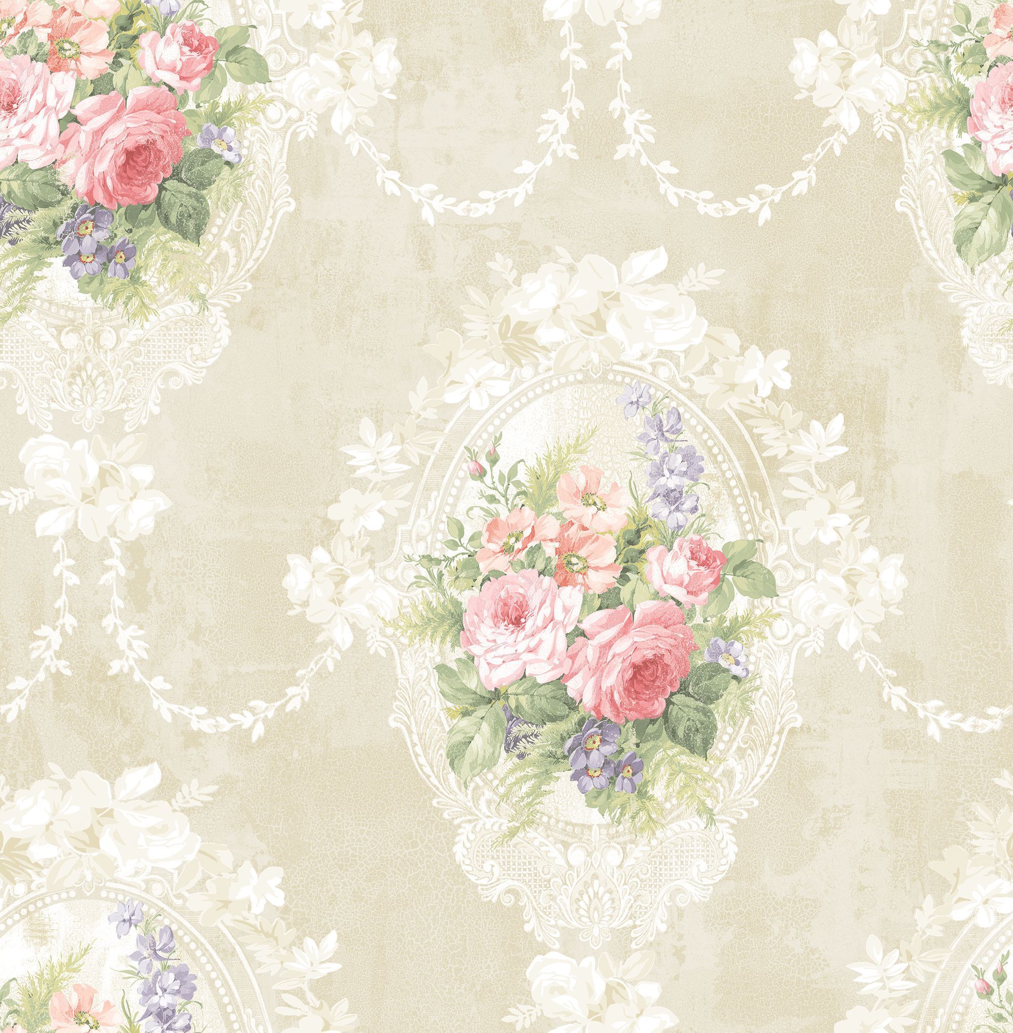 2000x2038 Floral Cameo Paint and Wallpaper