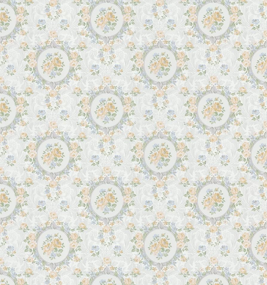 894x956 Brewster 979 62711 Cameo Rose IV Rose Scroll Cameo Wallpaper, 20.5 Inch By 396 Inch, Blue