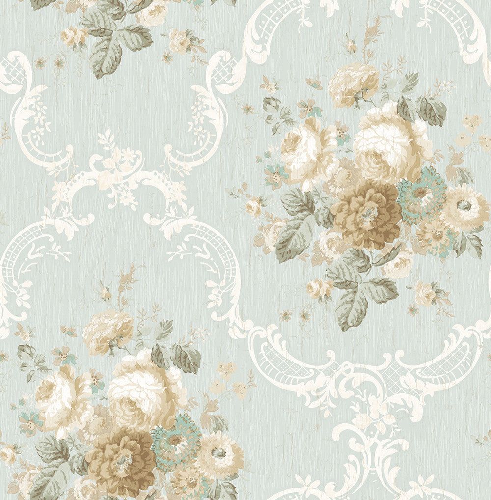 1000x1018 Shop Sample Garden Cameo Wallpaper in Dusty Blue from the Spring Garden Collection