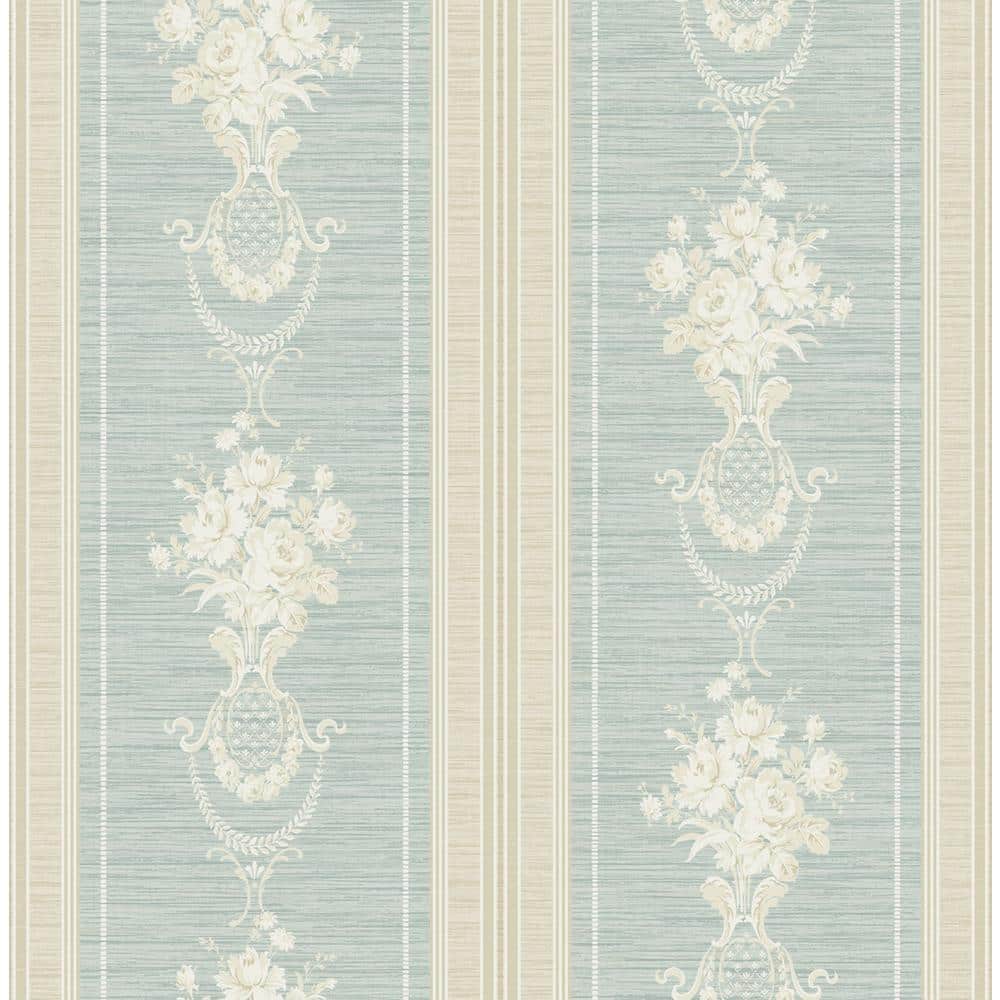 1000x1000 CASA MIA Floral Cameo Stripe Green and Beige Paper Non Strippable Wallpaper Roll (Cover56.05 sq. ft.) RM61412 Home Depot