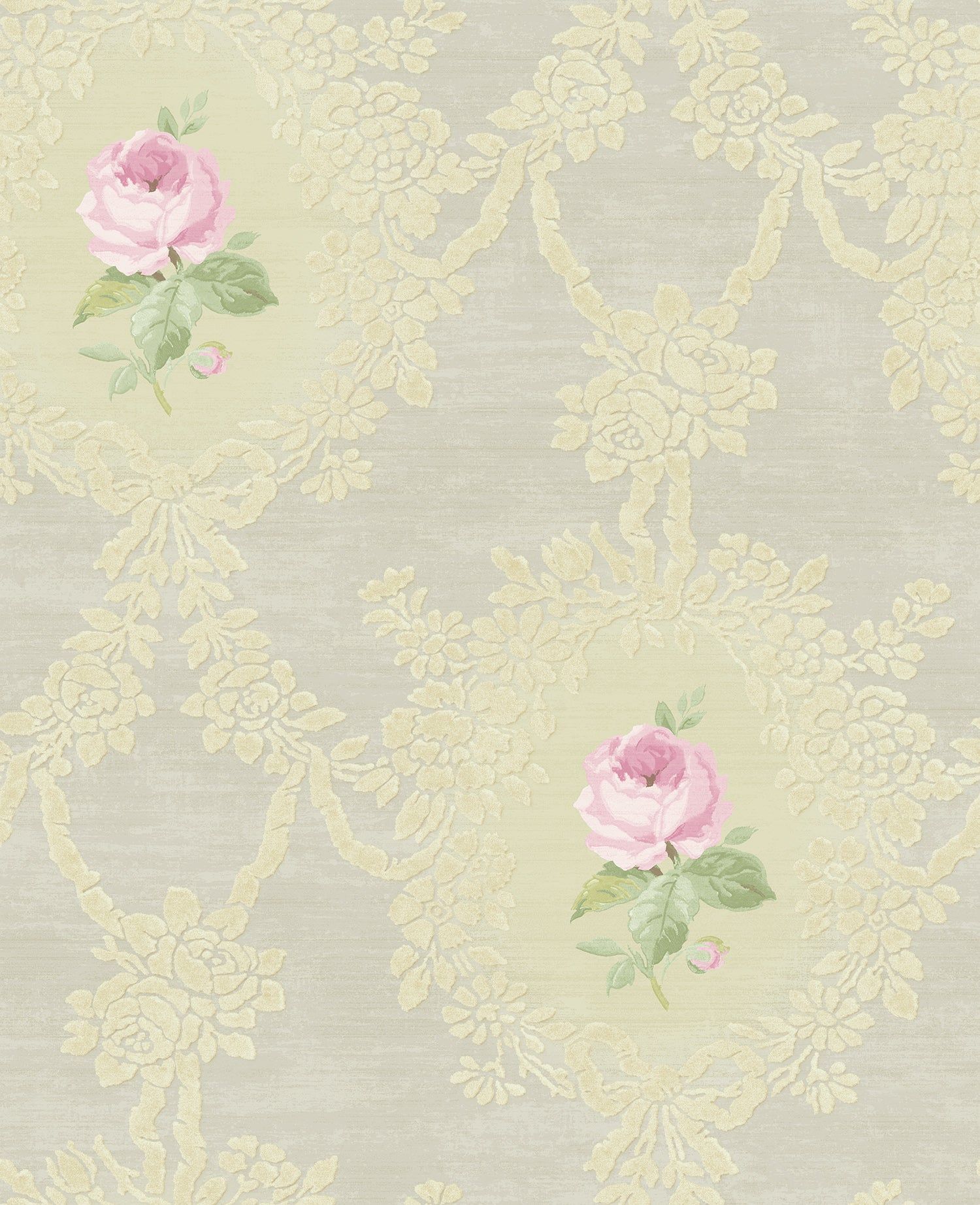 1500x1844 Shop Cameo Rose Wallpaper in Grey, Silver, and Lilac from the Watercolor Florals Collection
