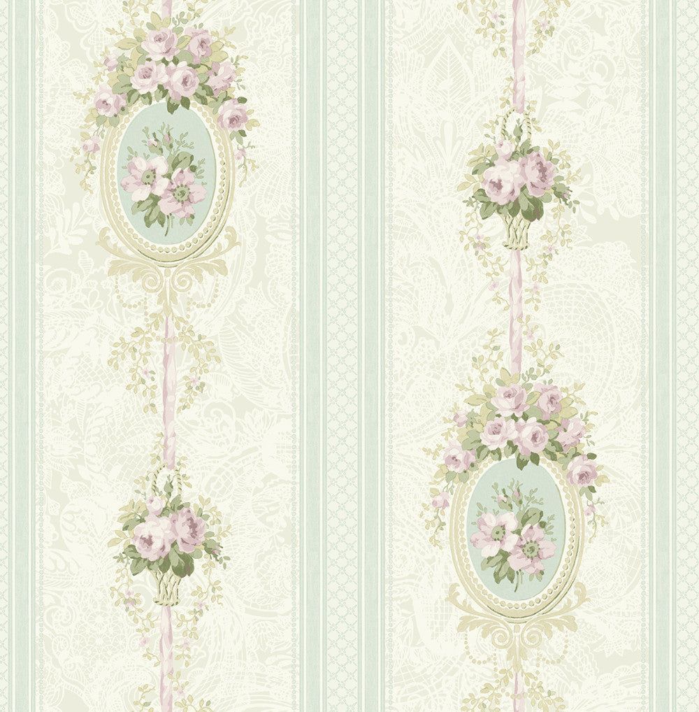 1000x1018 Shop Cameo Stripe Wallpaper in Violet from the Spring Garden Collection