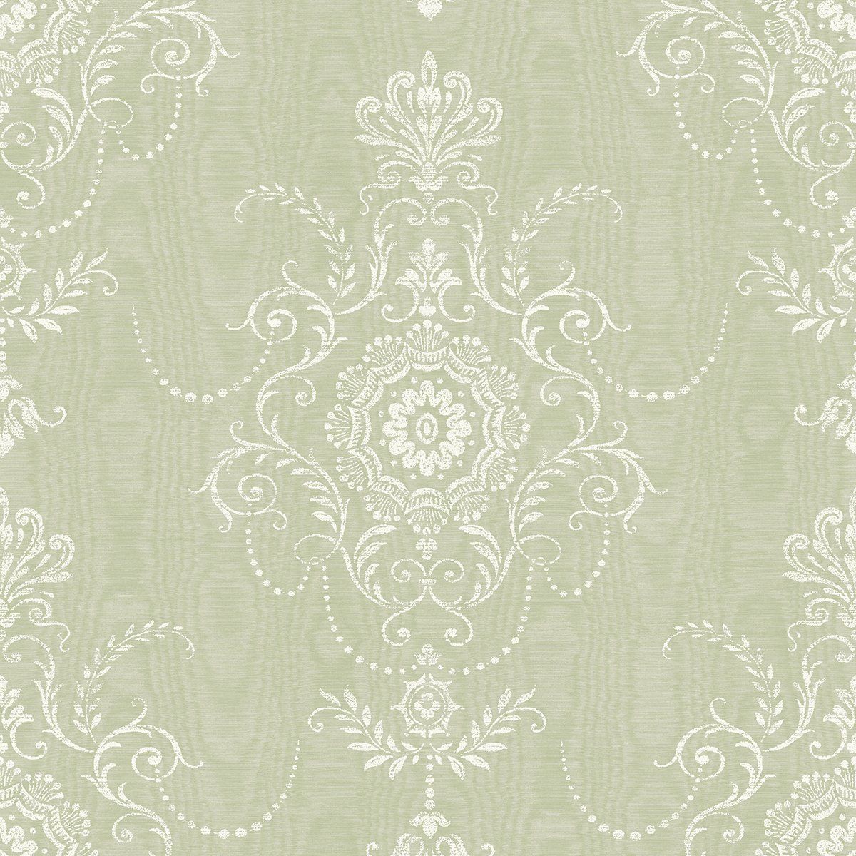1200x1200 Seabrook Designs Colette Cameo Washed Green Wallpaper