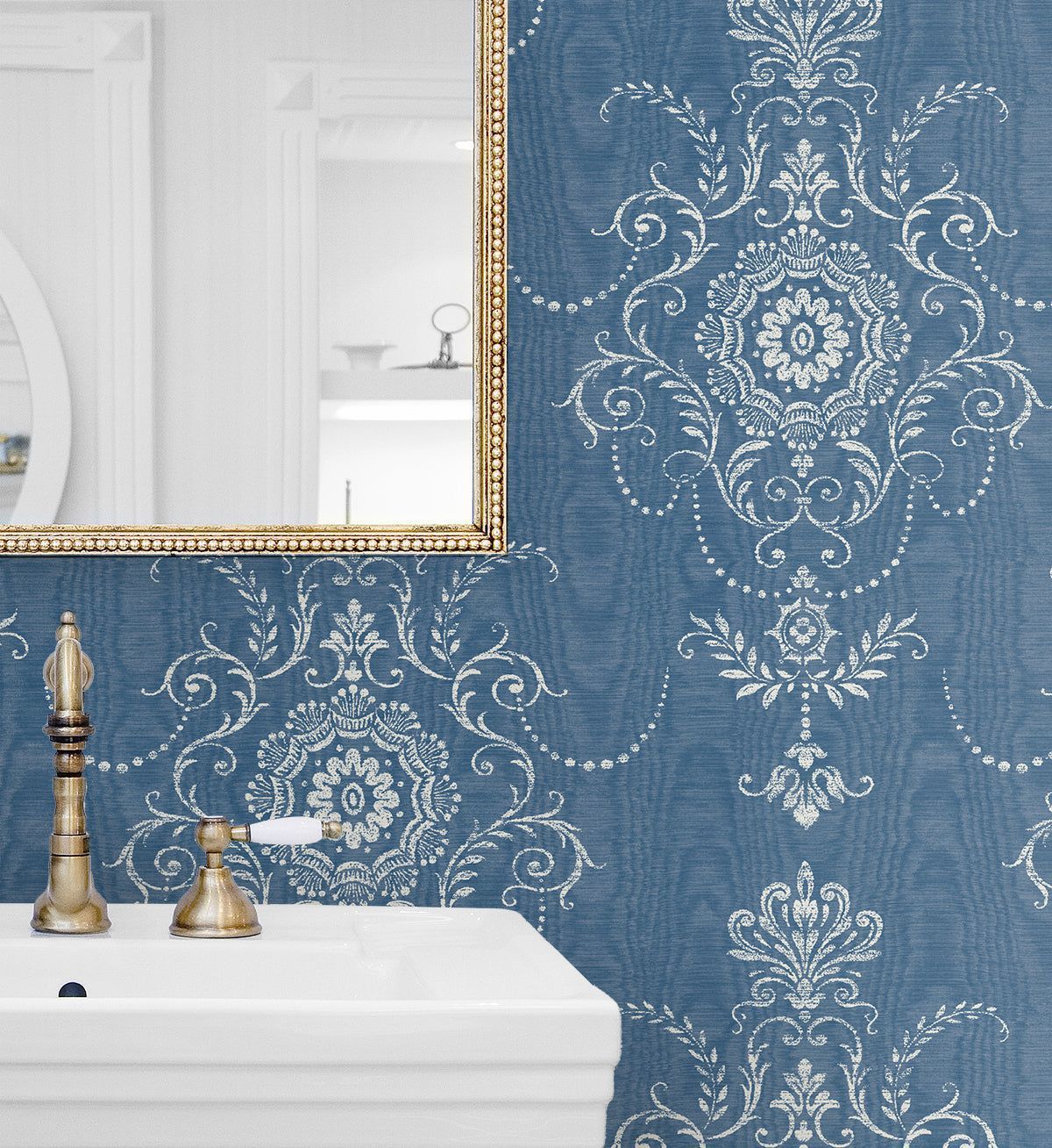 1200x1308 Colette Cameo Wallpaper in French Blue. Seabrook designs, Summer rugs, French country style