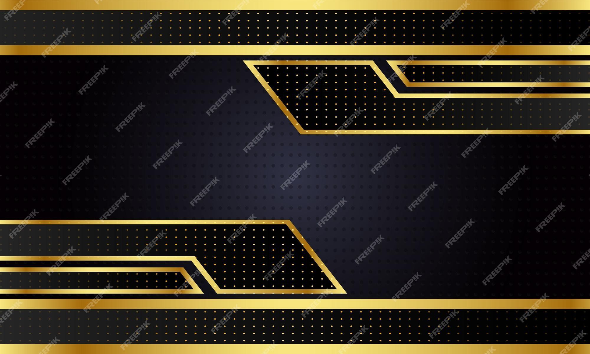 2000x1200 Premium Vector. Gradient black abstract golden technology background or gaming wallpaper