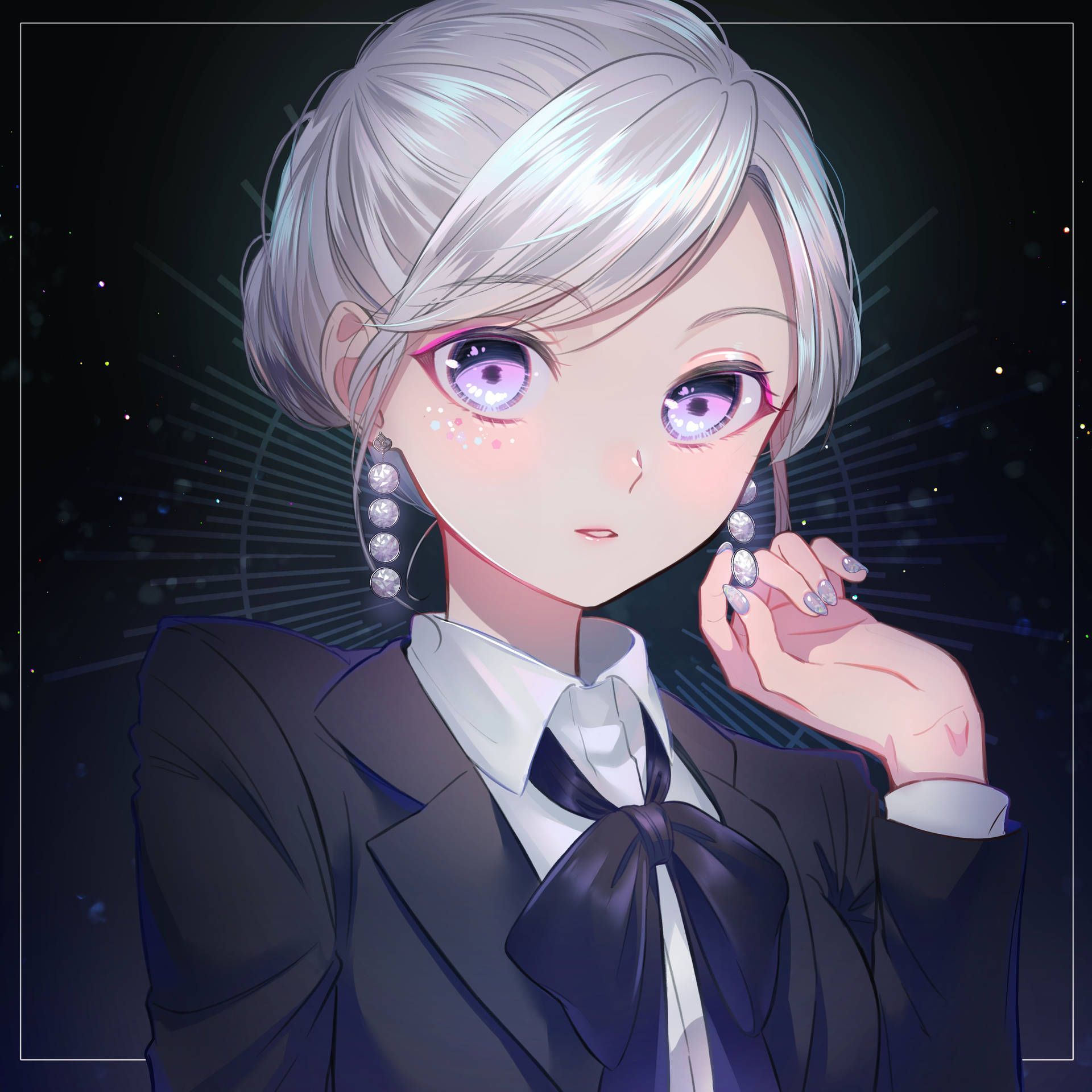 1920x1920 Download Cute Anime Girl In Suit Wallpaper