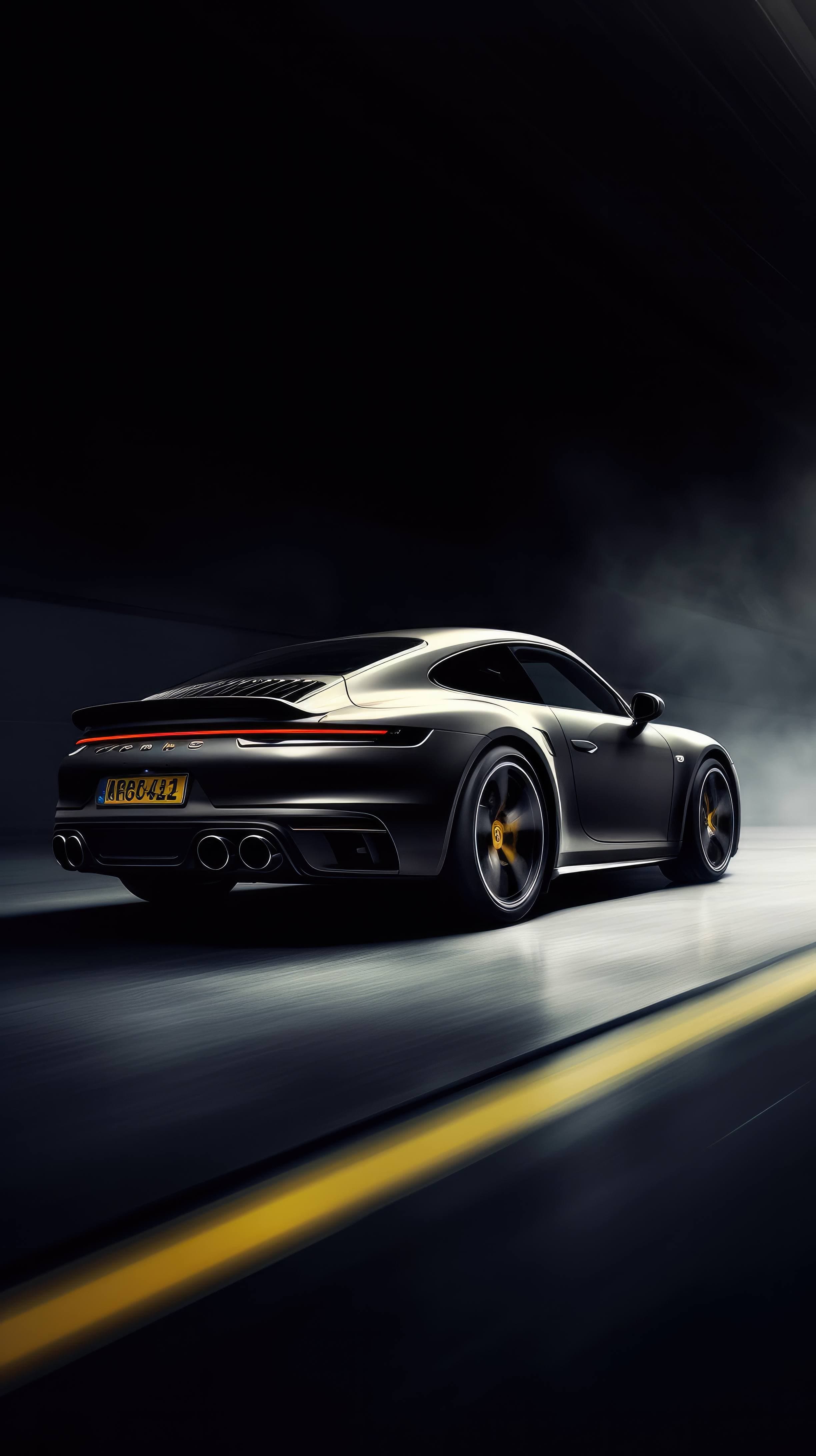 2448x4368 A Dynamic Mobile Wallpaper Featuring A 2022 Porsche 911 Turbo S In Motion, Captured In A Sharp, High Contrast Photograph