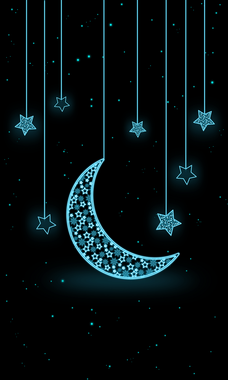 770x1280 Download Moon Star Neon Royalty Free Stock Illustration Image