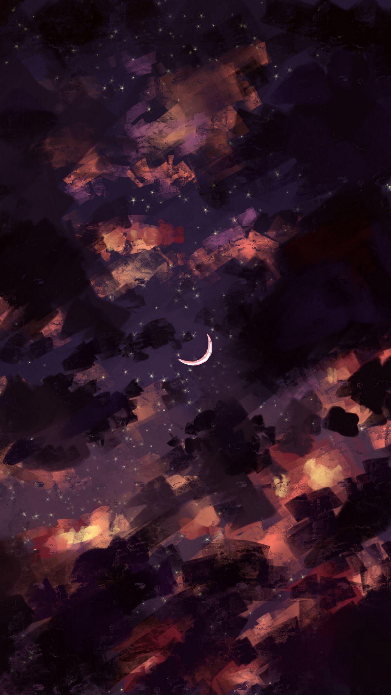 1350x2400 Aesthetic Moon Stars Cloud Wallpaper Download