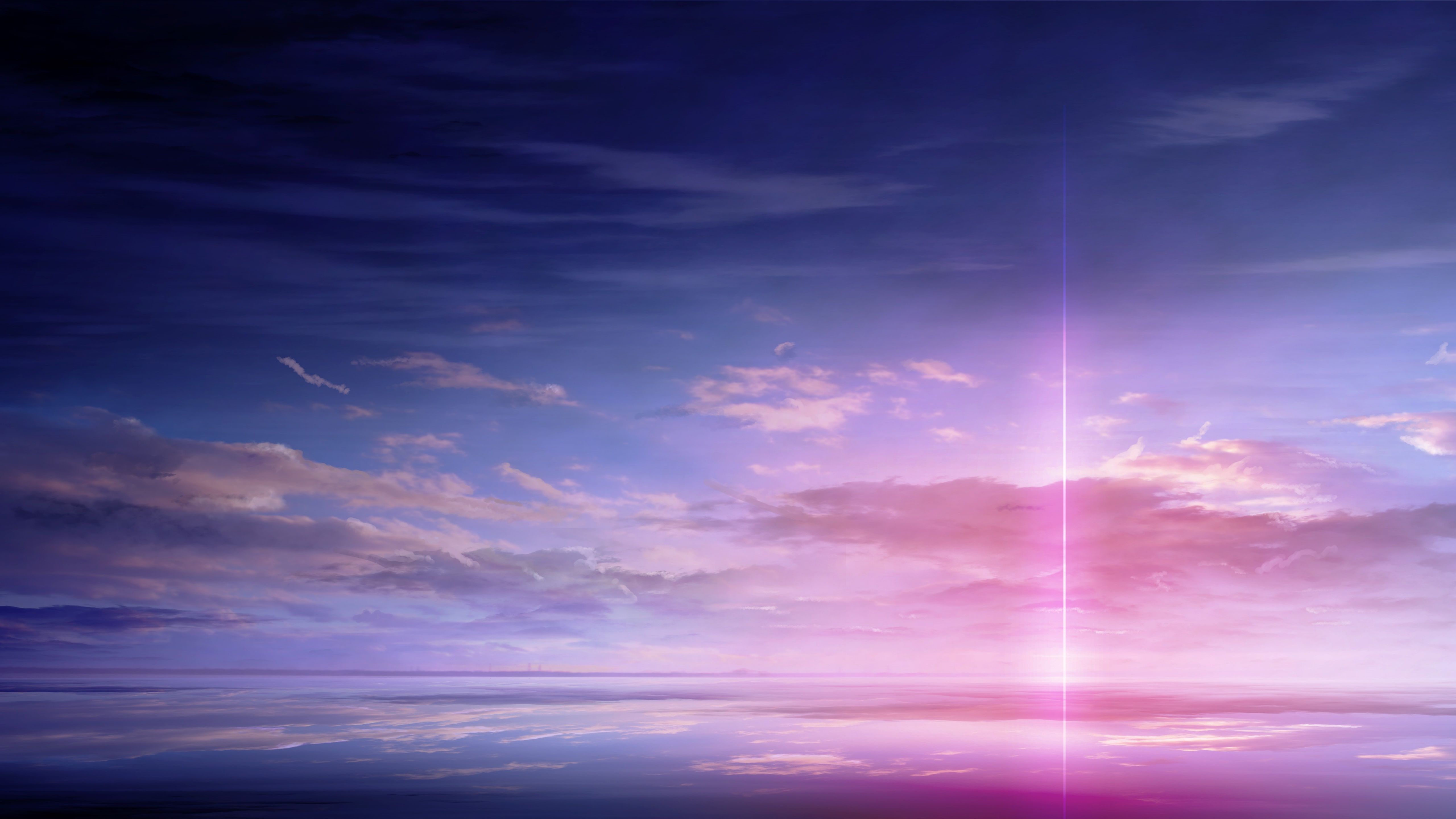 5120x2880 Pink anime sky wallpaper