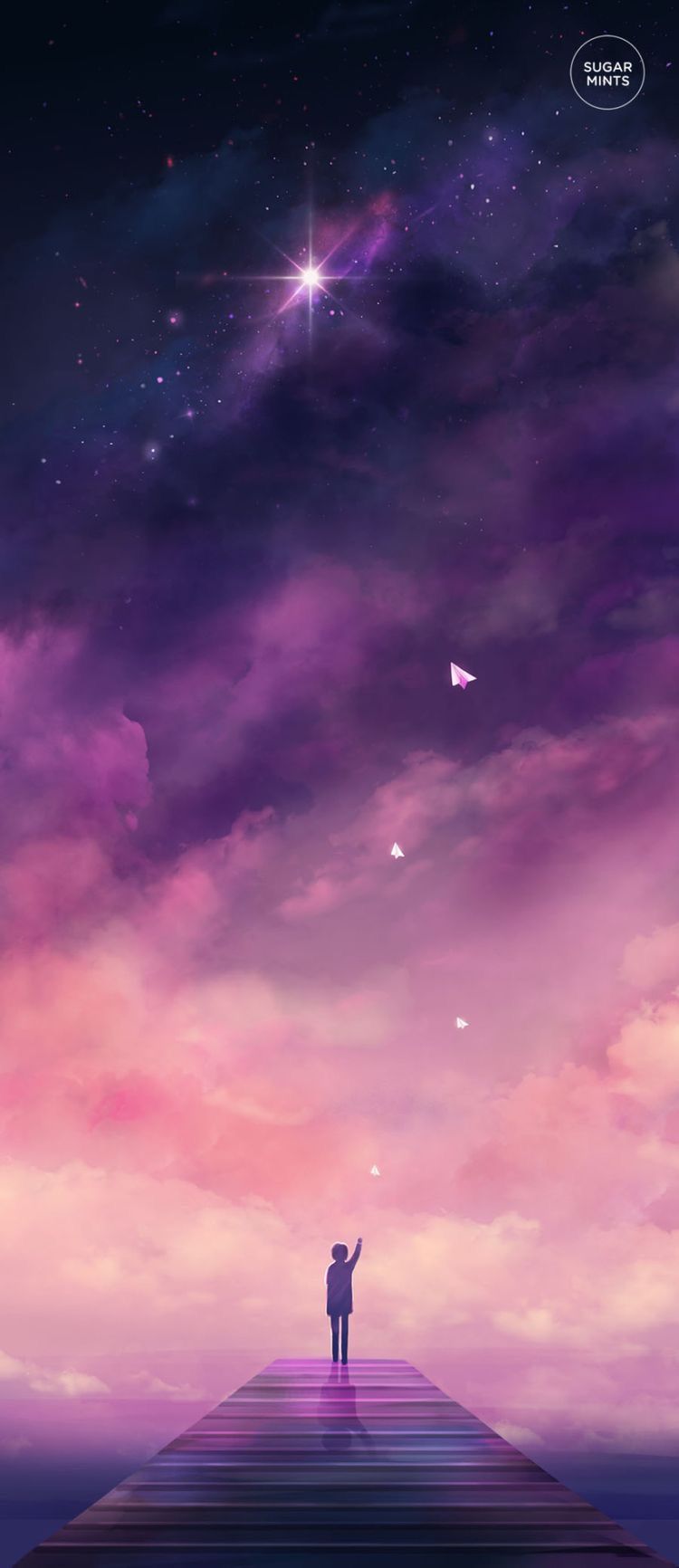 750x1732 Pink And Purple Sky Anime Wallpaper