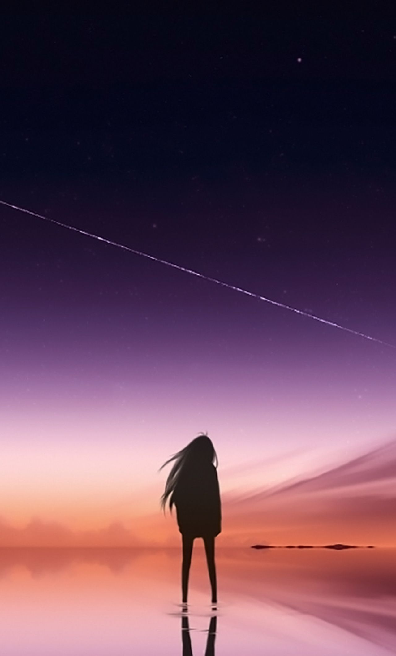 1280x2120 Anime Pink Sky Standing Alone iPhone HD 4k Wallpaper, Image, Background, Photo and Picture