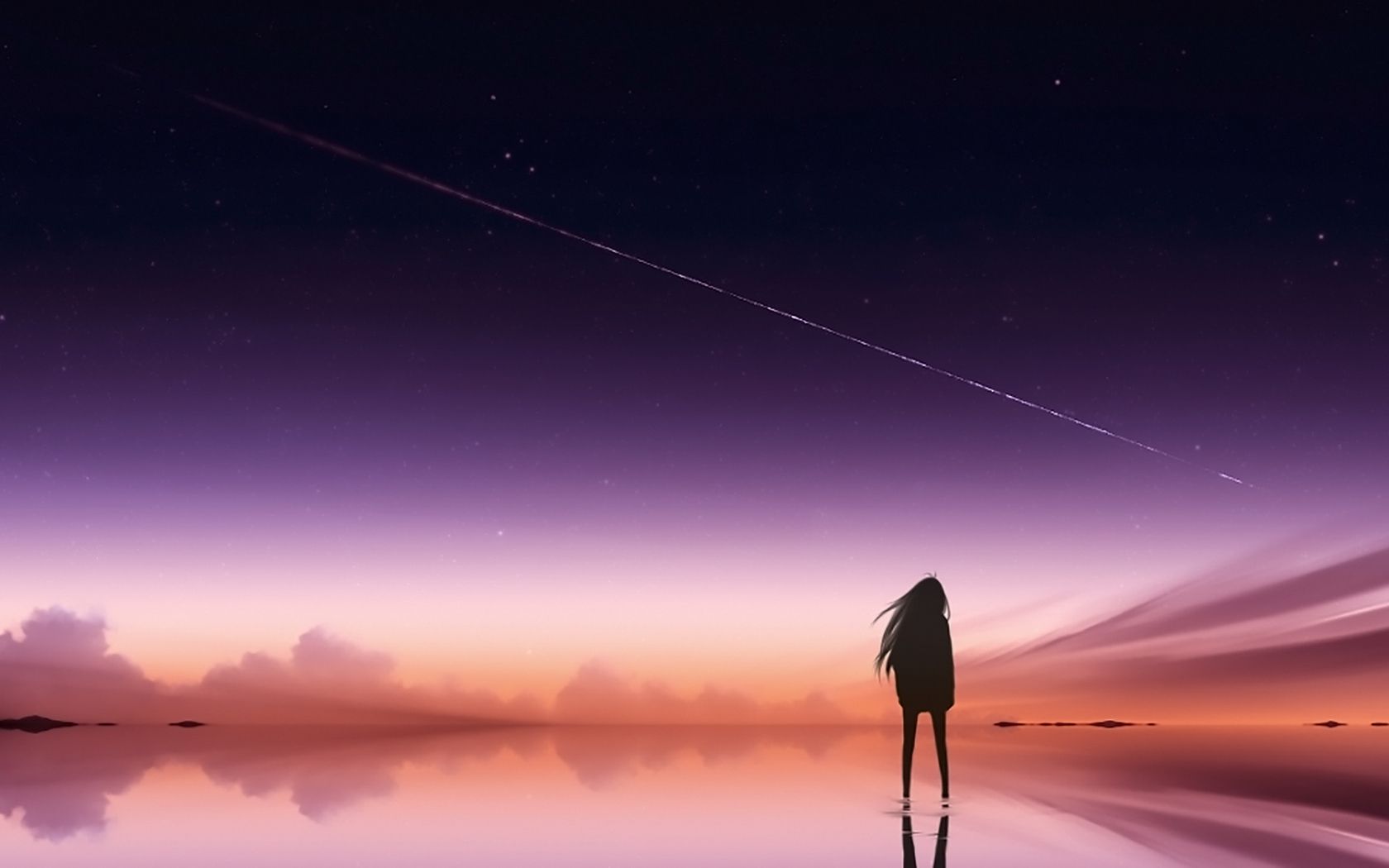 1680x1050 Anime Pink Sky Standing Alone 1680x1050 Resolution HD 4k Wallpaper, Image, Background, Photo and Picture