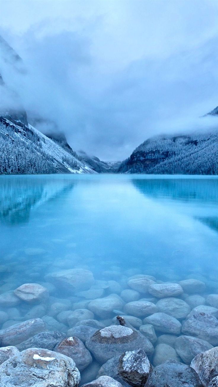 736x1308 Nature Early Morning Peaceful Lake Mist Mountain Landscape iPhone 8 Wallpaper