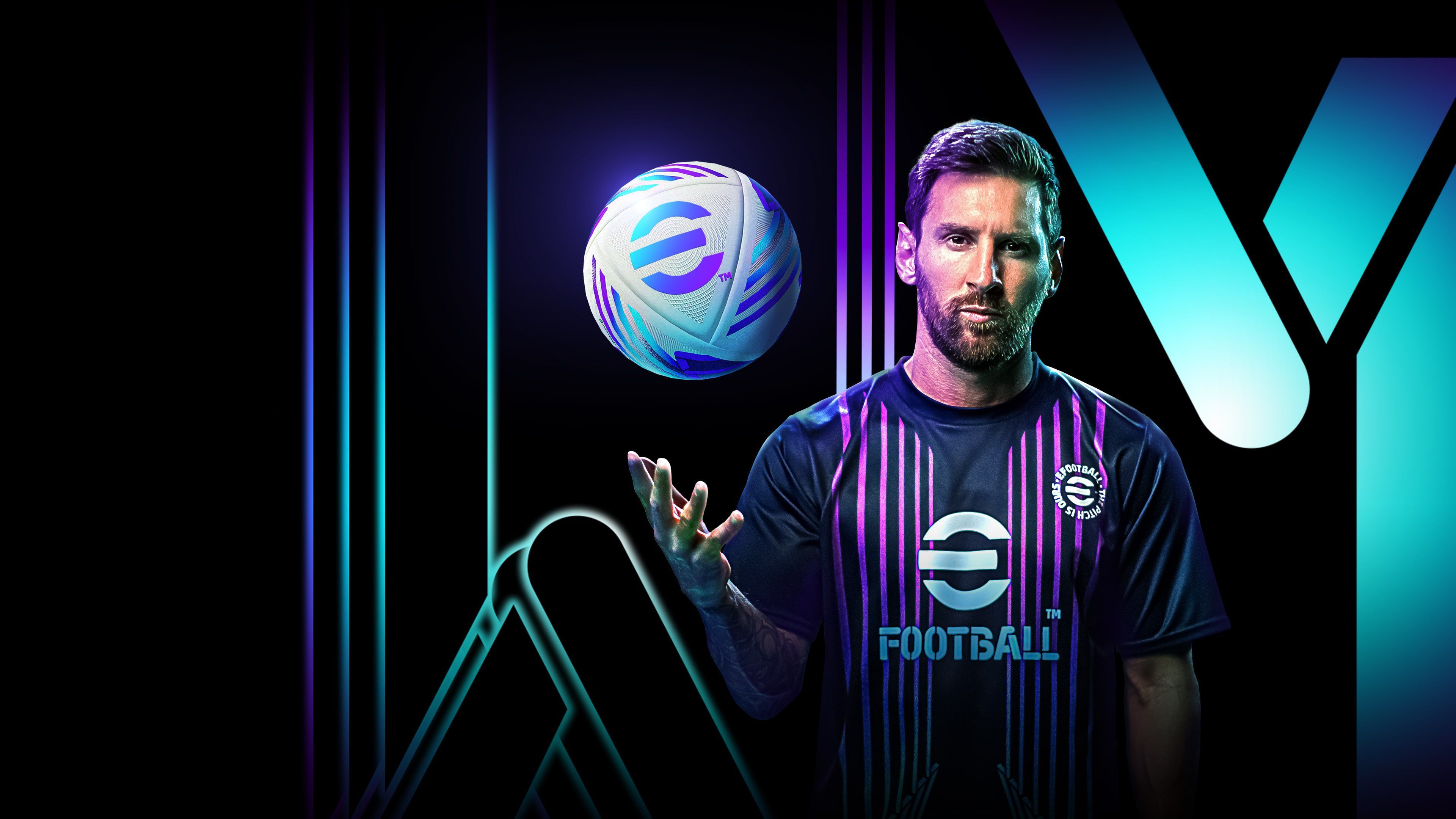 3840x2160 Lionel Messi Wallpaper 4K, eFootball Video Game, Neon