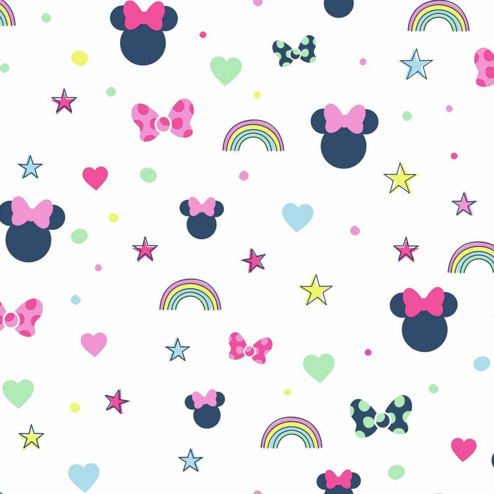 1000x1000 York Wallcoverings 56 sq. ft. Disney Minnie Mouse Rainbow Wallpaper DI0991 Home Depot