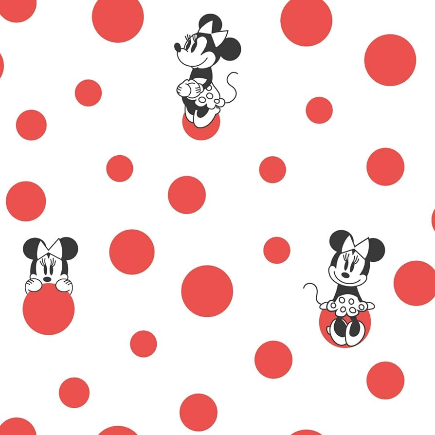 894x894 York Wallcoverings Minnie Mouse Disney Kids DI1029 Wallpaper roll Dots White red
