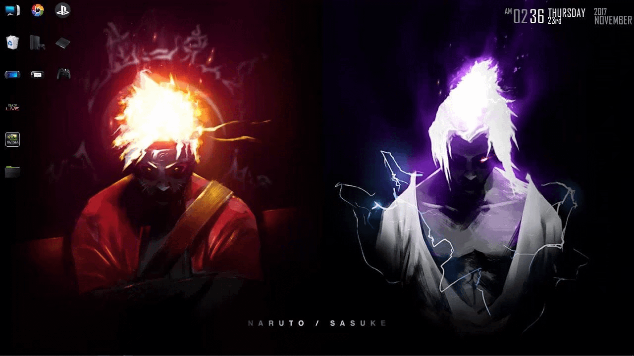 1280x720 Does somebody know a link to this LIVE wallpaper with naruto/.sasuke high resolution, ALSO I have 2 monitors so I would like Sasuke on one and naruto on the other? Help pleasee
