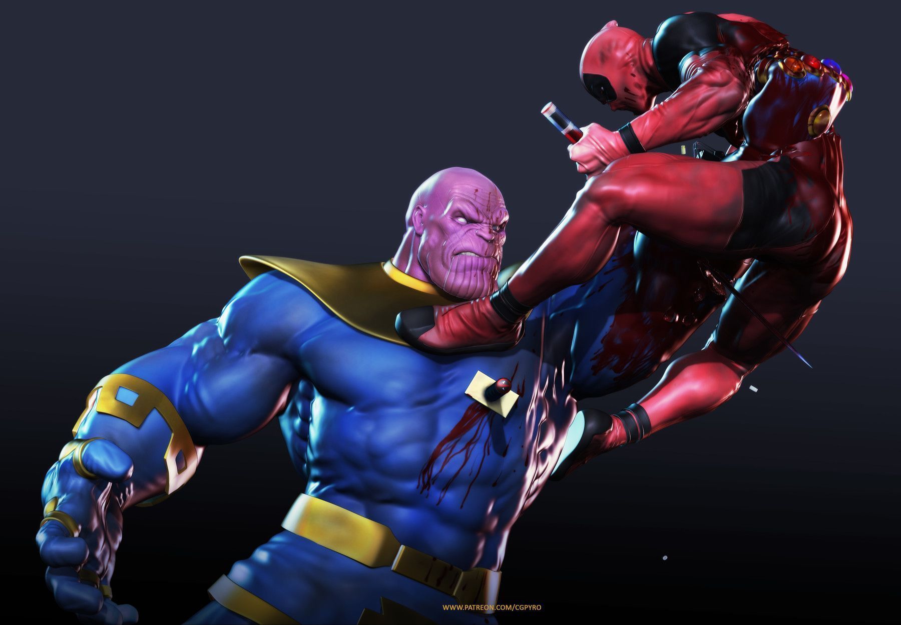 1800x1250 CG Makers. 6 Props and Details Thanos Vs Deadpool Fight for Lady Death 3D in Zbrush