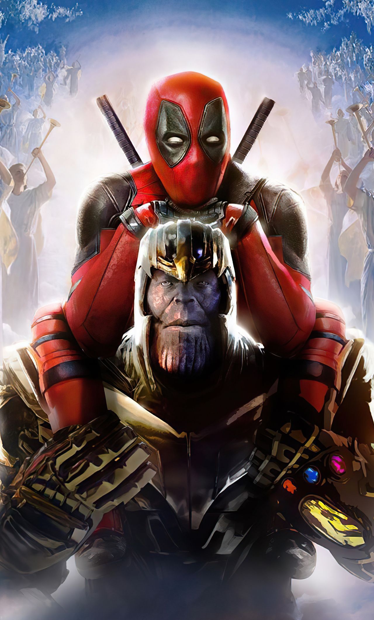 1280x2120 Deadpool Over Thanos iPhone HD 4k Wallpaper, Image, Background, Photo and Picture