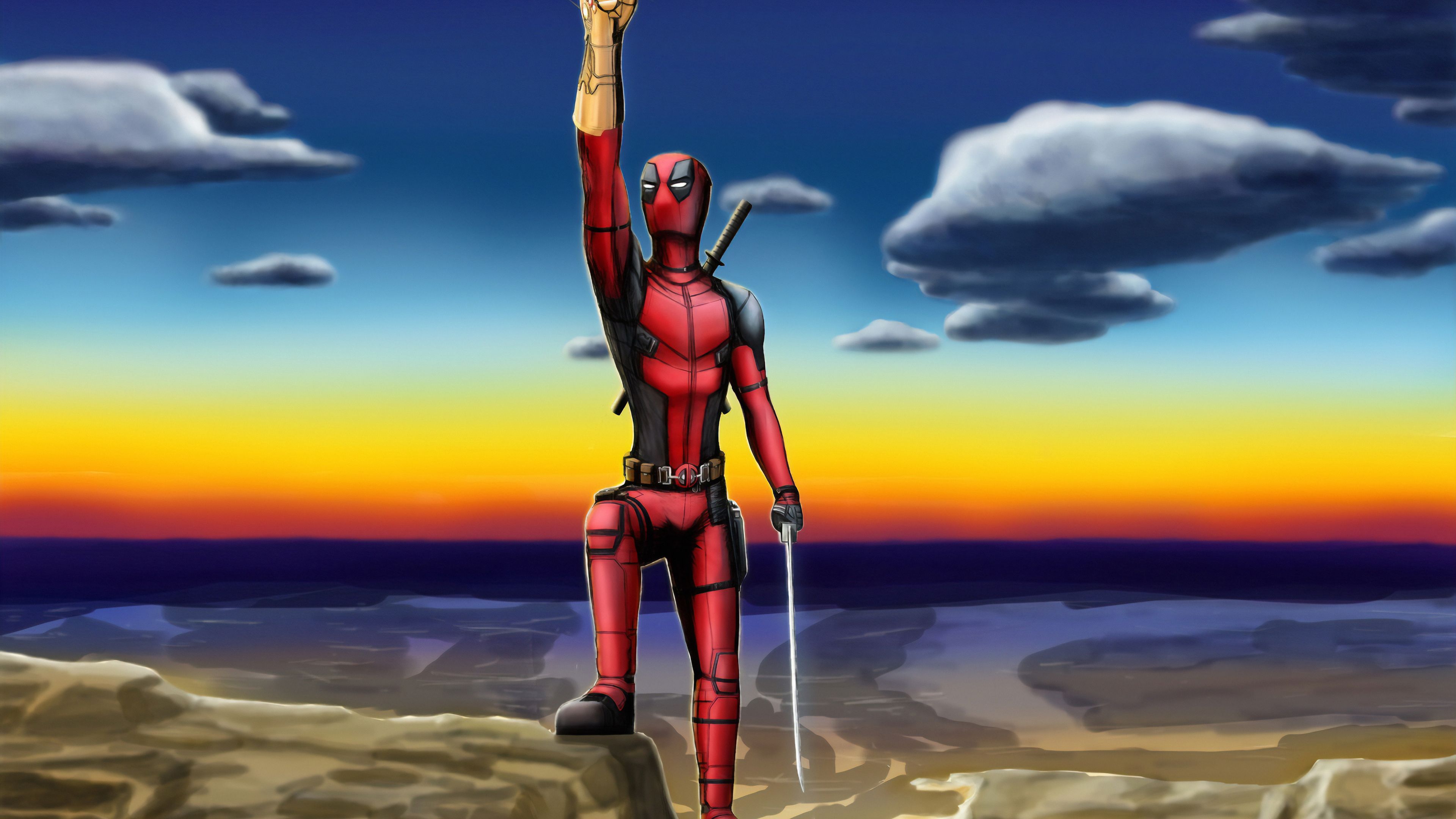 3840x2160 Wallpaper 4k Deadpool Thanos Gauntlet Wallpaper