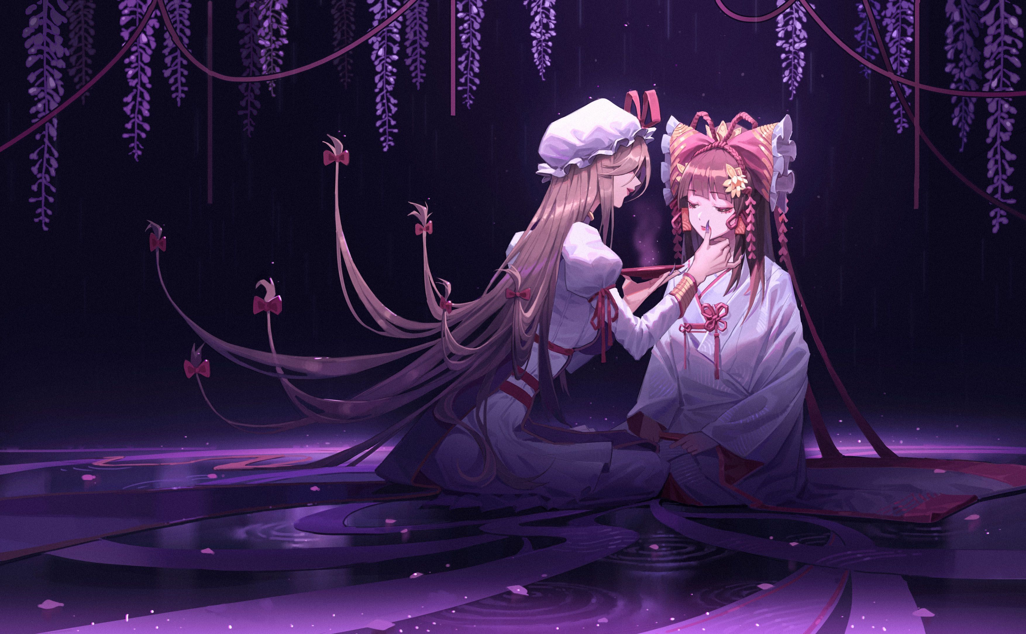 3508x2169 long hair, fantasy girl, anime, anime girls, Touhou, Hakurei Reimu, Yakumo Yukarix2169 Wallpaper