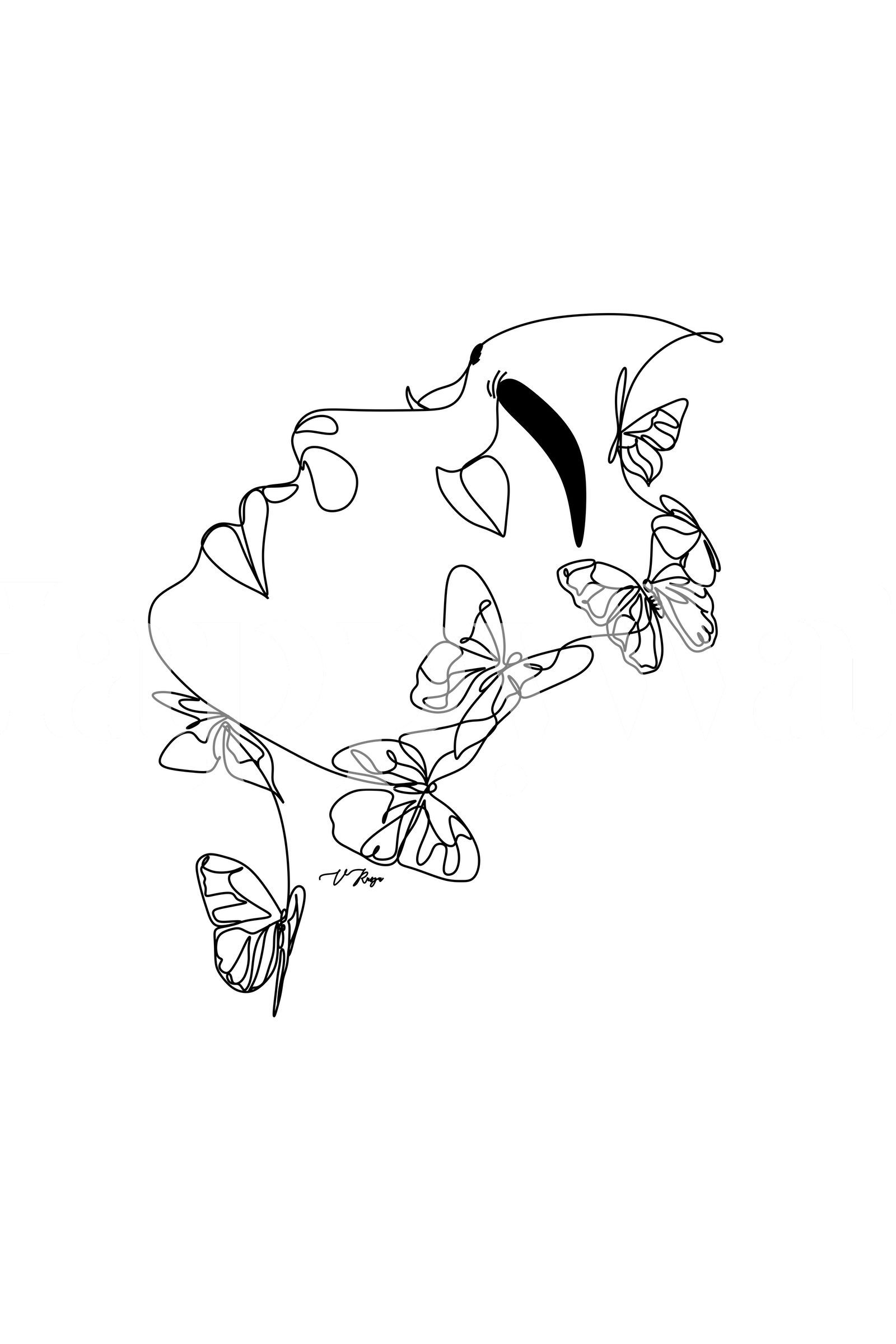 1600x2400 Butterfly Line Art Face Wallpaper
