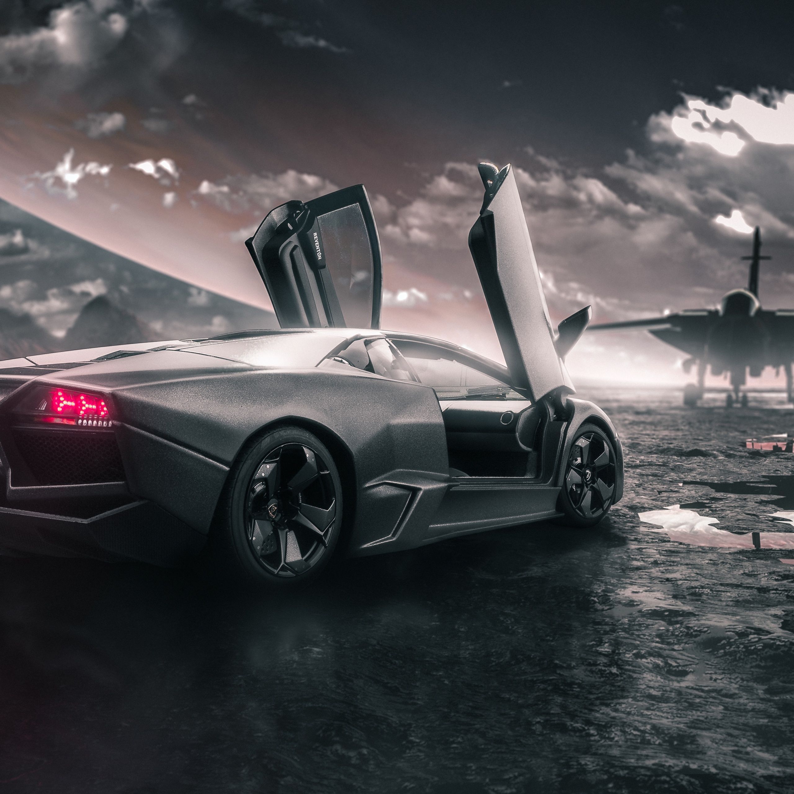2560x2560 Lamborghini Reventon Wallpaper 4K, Jet fighter, Sports cars