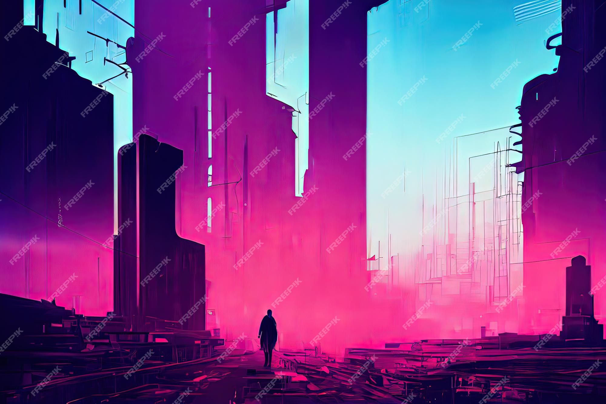 Premium Photo  Cyberpunk industrial abstract future wallpaper futuristic  concept pink evening urban landscape 3d illustration