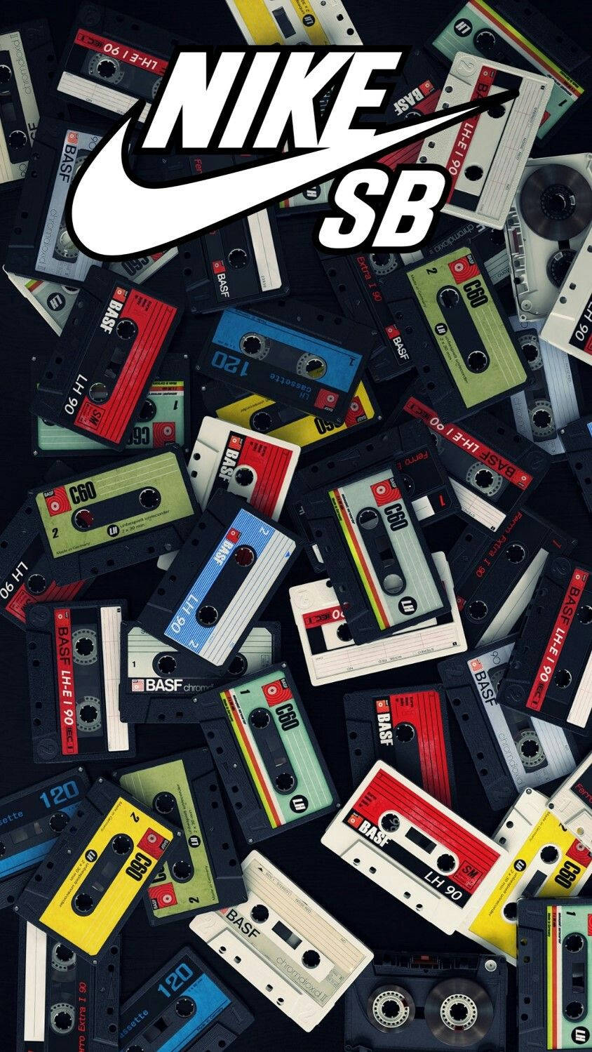 844x1499 Download Nike Swoosh Casette Tapes Wallpaper