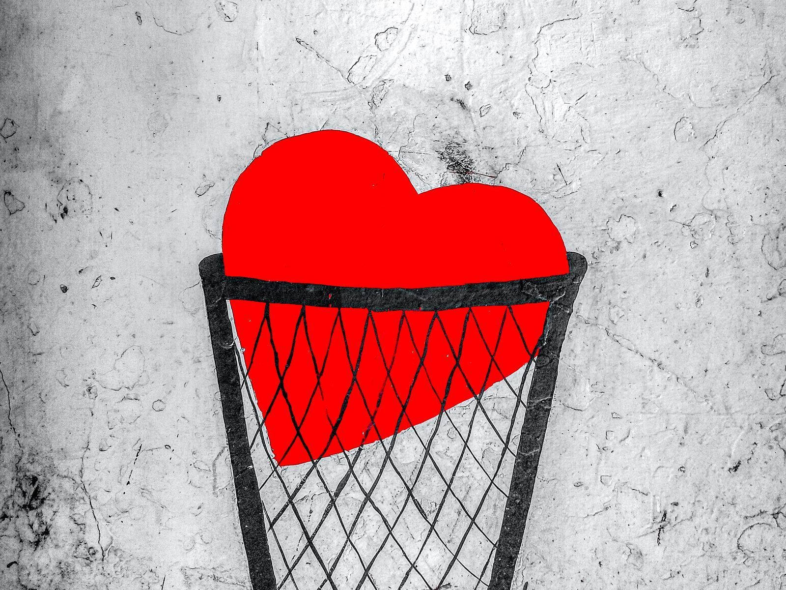 1600x1200 Download wallpaper 1600x1200 heart, love, sad, street art, art standard 4:3 HD background