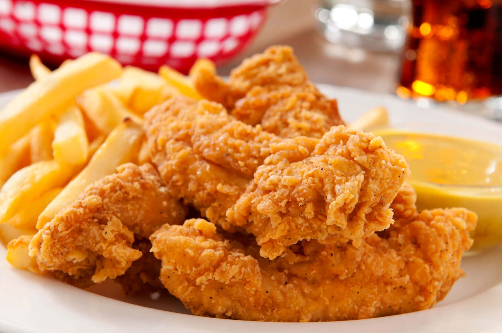 1920x1275 Download Delicious Tender Chicken and Fries Wallpaper