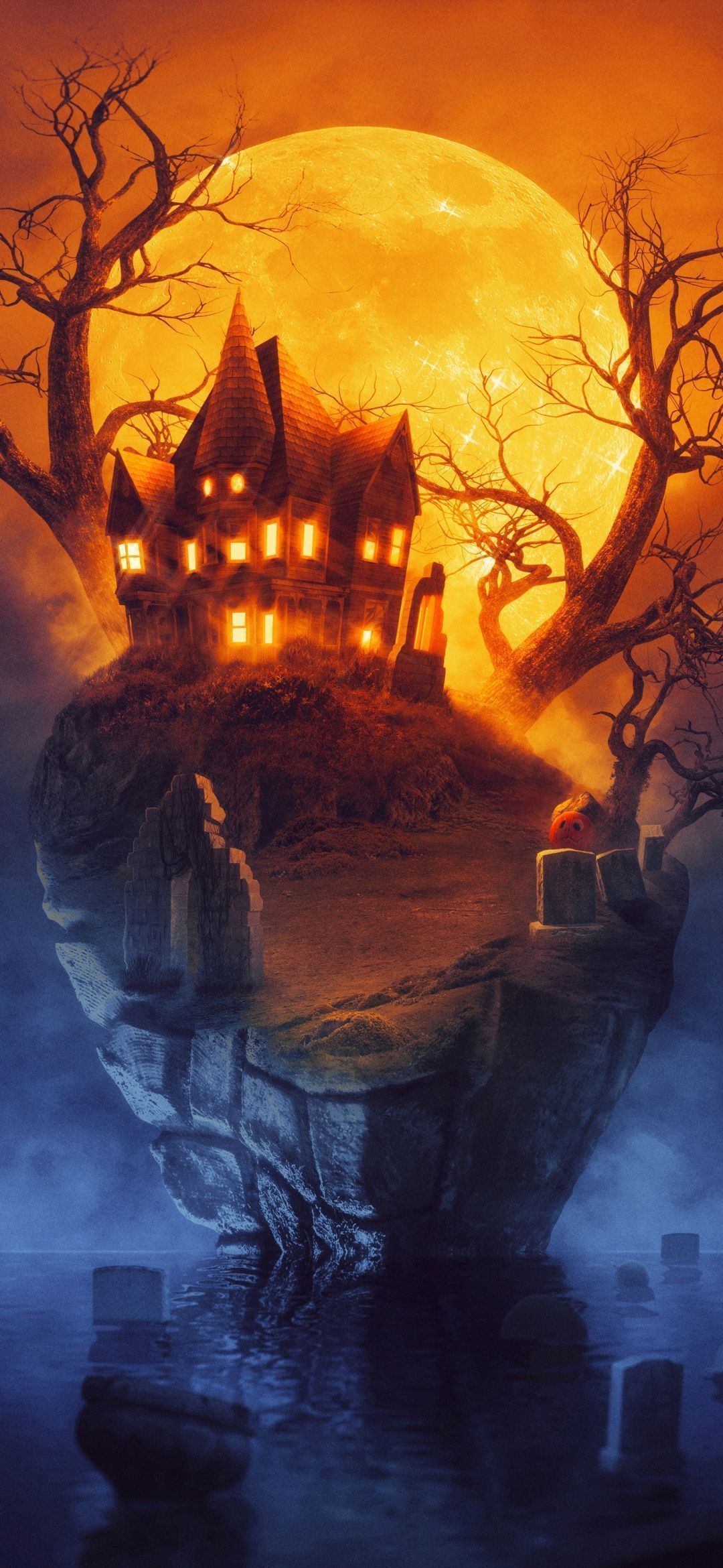 1080x2340 Scary house Wallpaper 4K, Halloween house, Spooky, Horror
