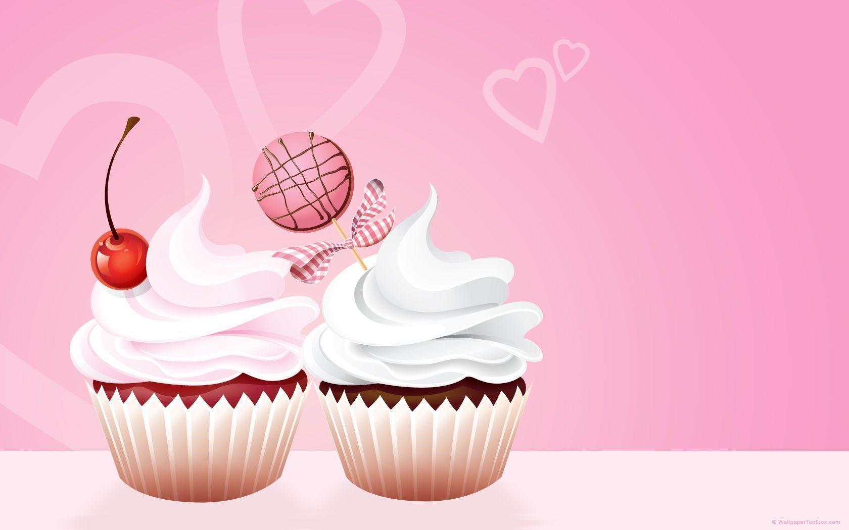 1680x1050 Pink Cupcake Wallpaper