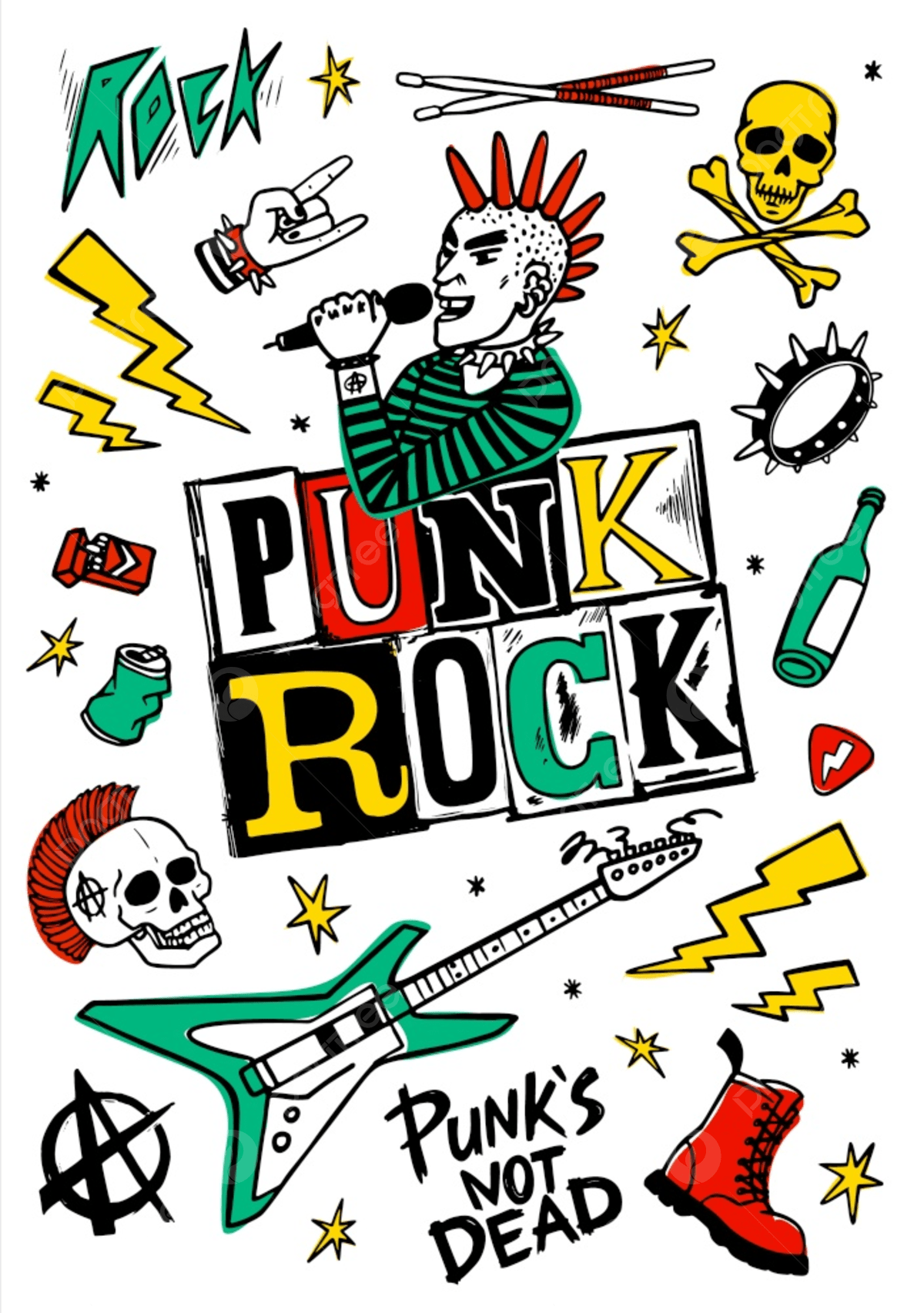 1200x1705 Punk Rock Music Set Background Wallpaper Image For Free Download