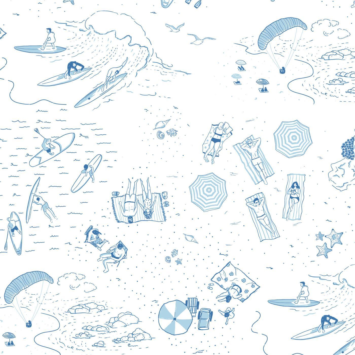 1400x1400 Day At The Beach Peel and Stick Wallpaper. Love vs. Design