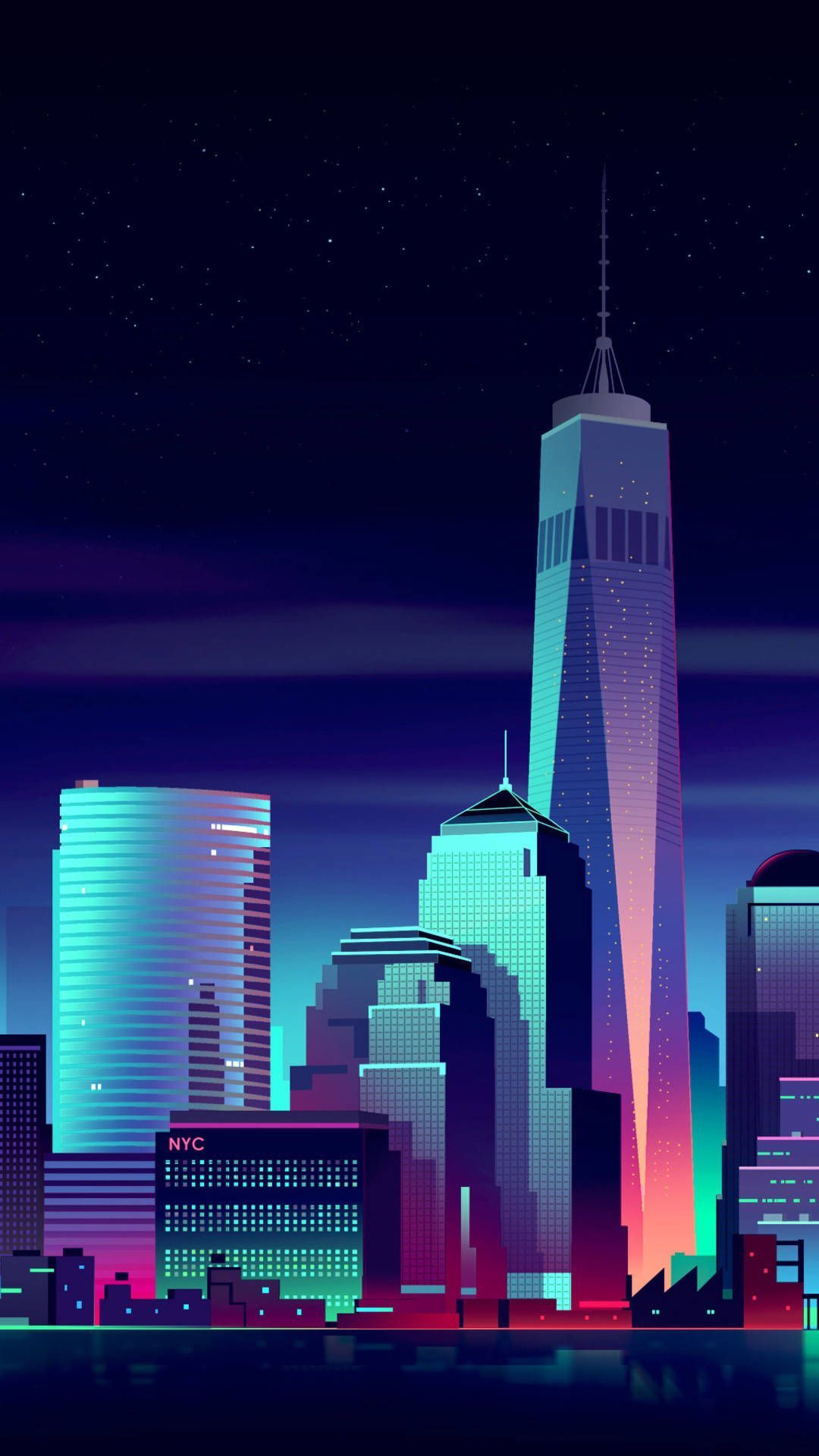 1080x1920 Download New York City iPhone X Building Art Wallpaper