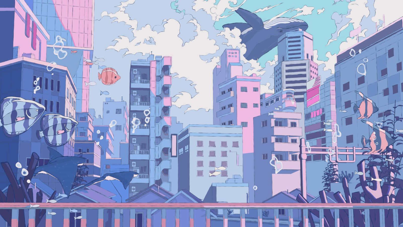1600x900 Anime City Picture