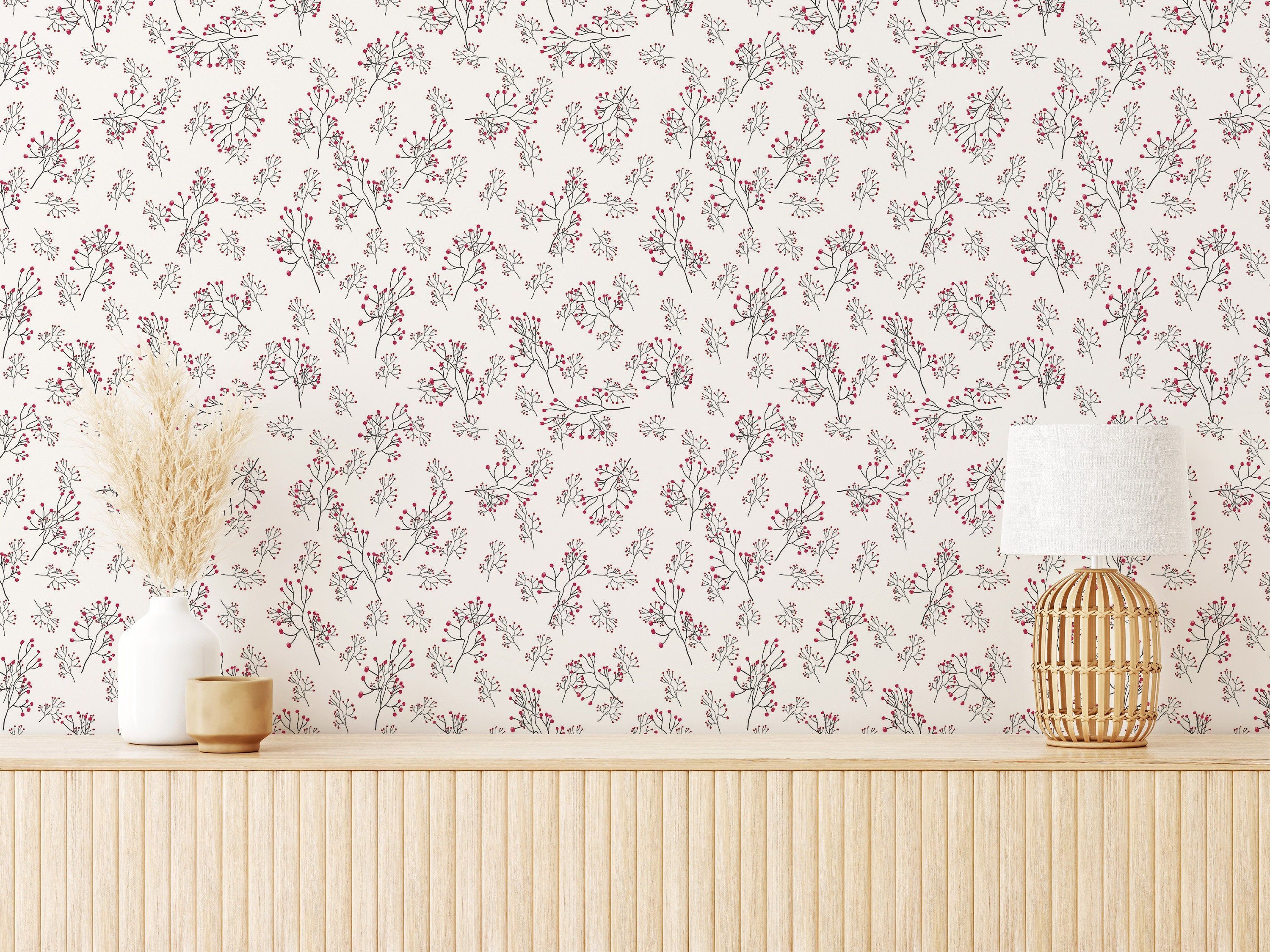 3000x2250 Small Floral Peel and Stick Wallpaper / Delicate Removable