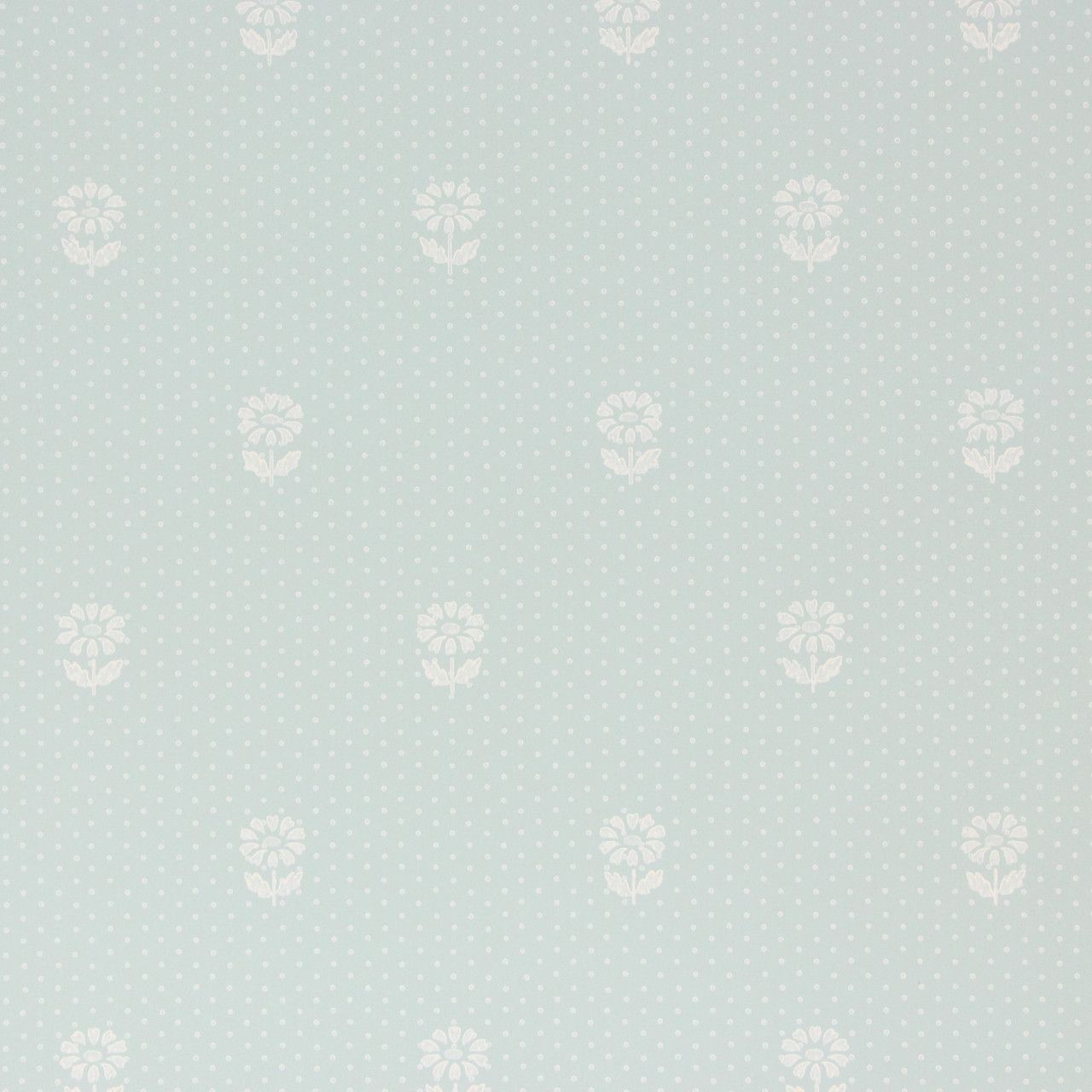 1280x1280 1950s Vintage Wallpaper Small White Flowers on Aqua Swiss Dot's Vintage Wallpaper