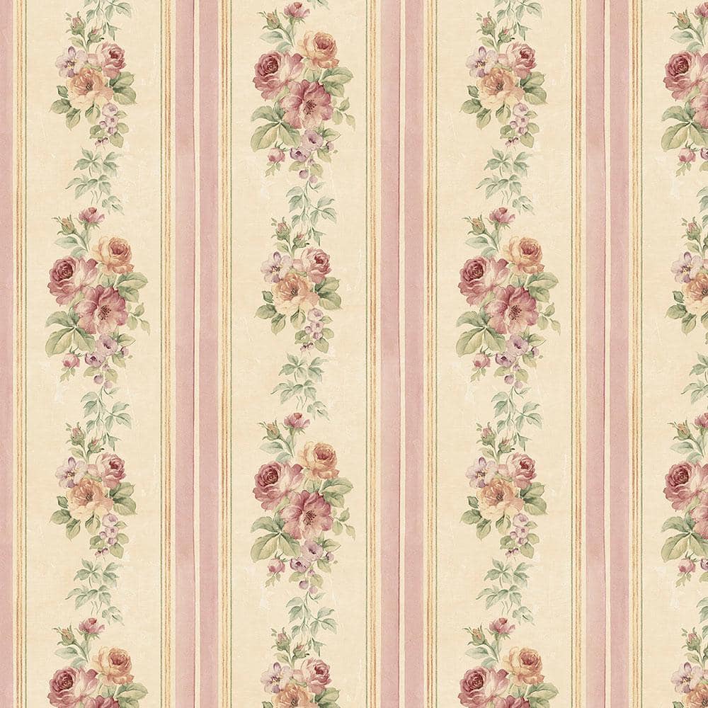 1000x1000 Norwall Small Rose Stripe Vinyl Roll Wallpaper (Covers 56 sq. ft.) CG28802 Home Depot