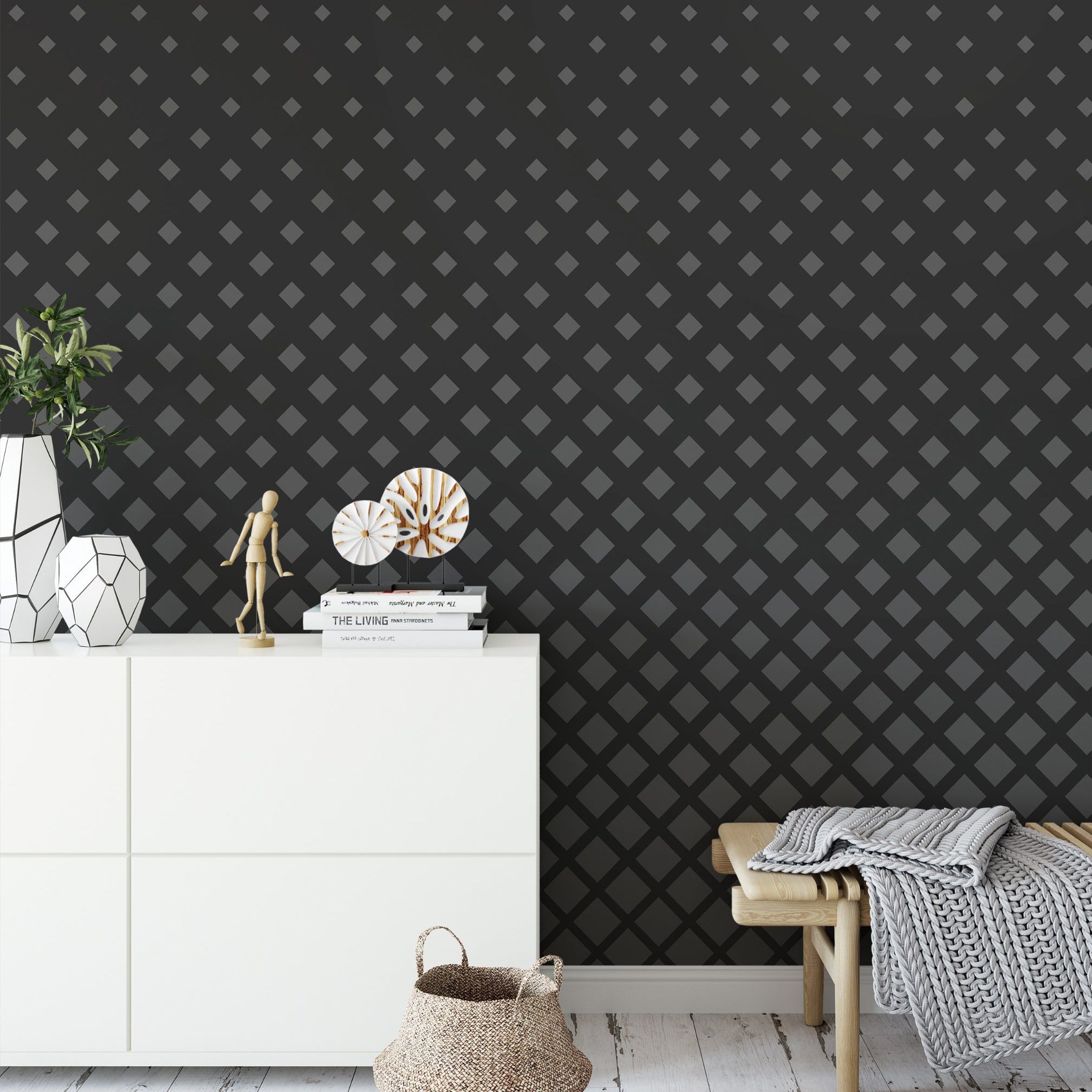 2016x2016 Organic Black Squares Small Pattern Wallpaper
