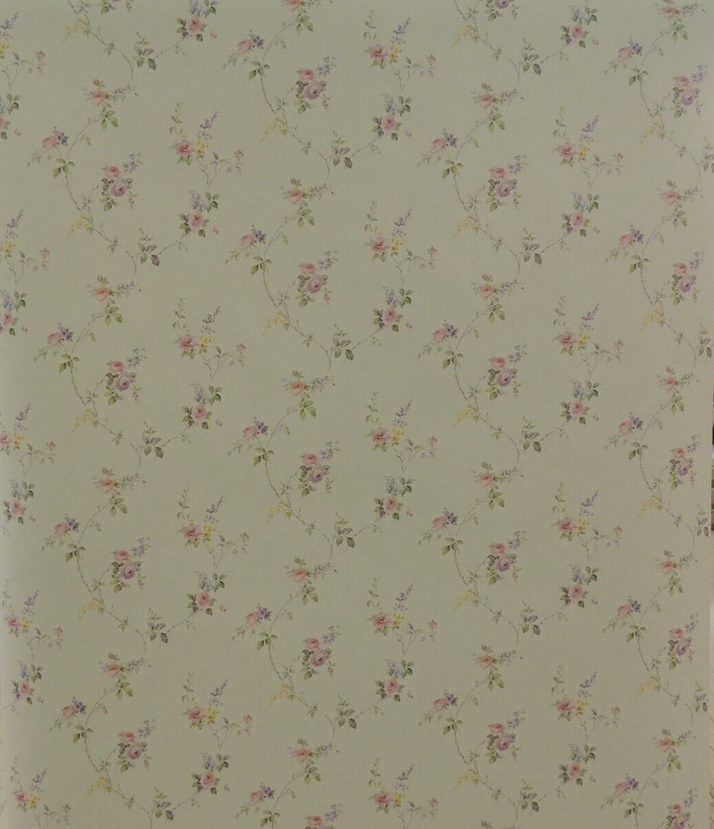 1033x1200 SMALL PRINT PINK & PURPLE ROSE VINE UNPASTED WALLPAPER # PR33810