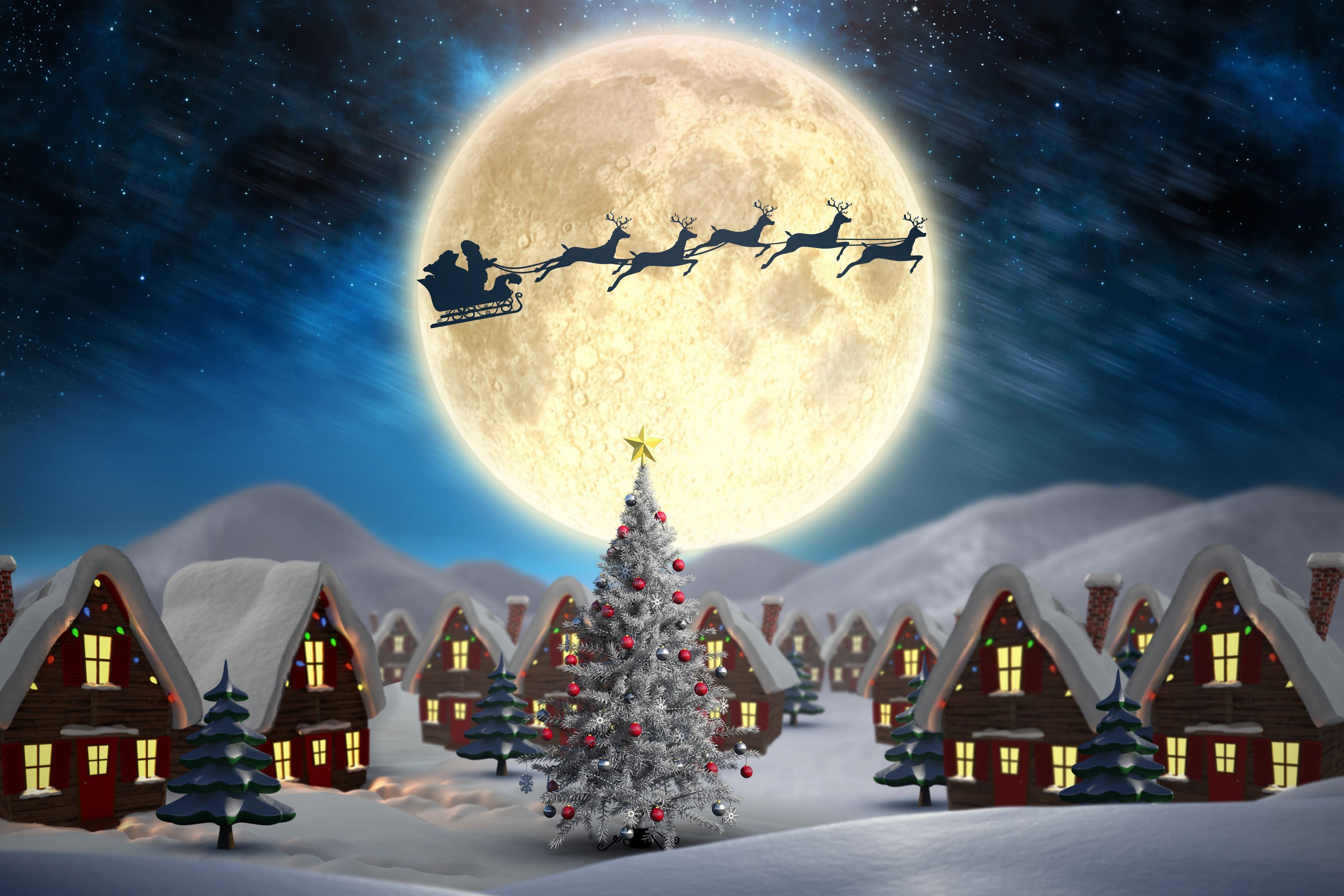 3200x2133 Christmas Village Wall Mural Your Way