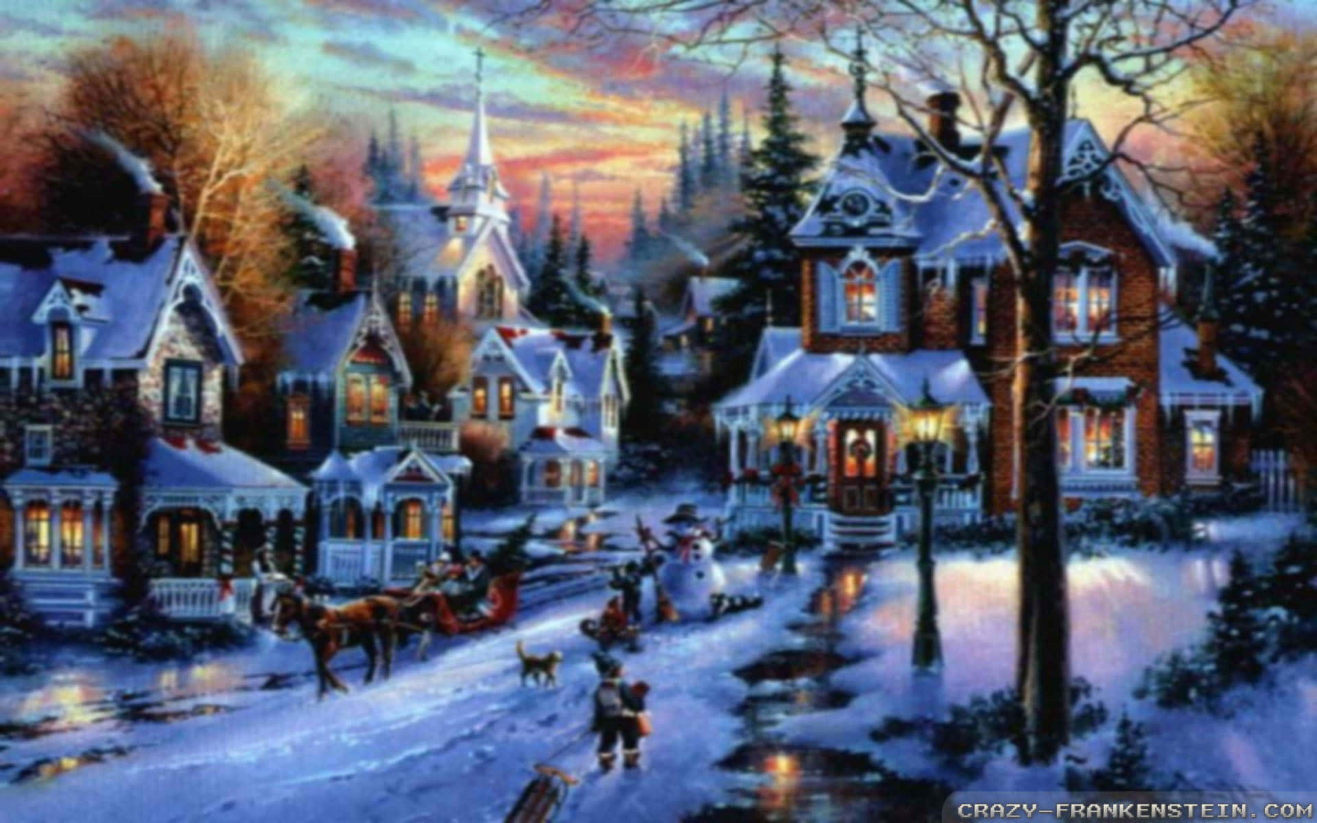 1920x1200 Download Enjoy the magical beauty of a Christmas Village Wallpaper