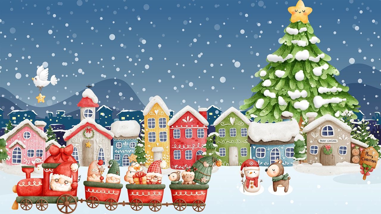 1280x720 Download Santa Claus Christmas Village Snowfall Royalty Free Stock Illustration Image