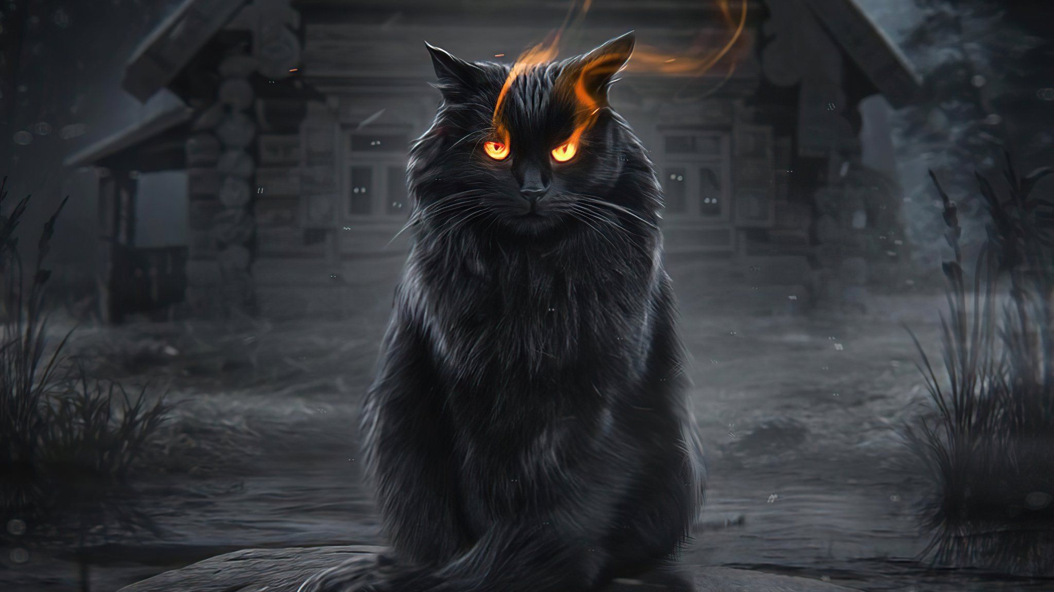 2048x1152 Wallpaper on X: 4k #wallpaper for your #laptop #Pc #Cat #Dark #Animals / X