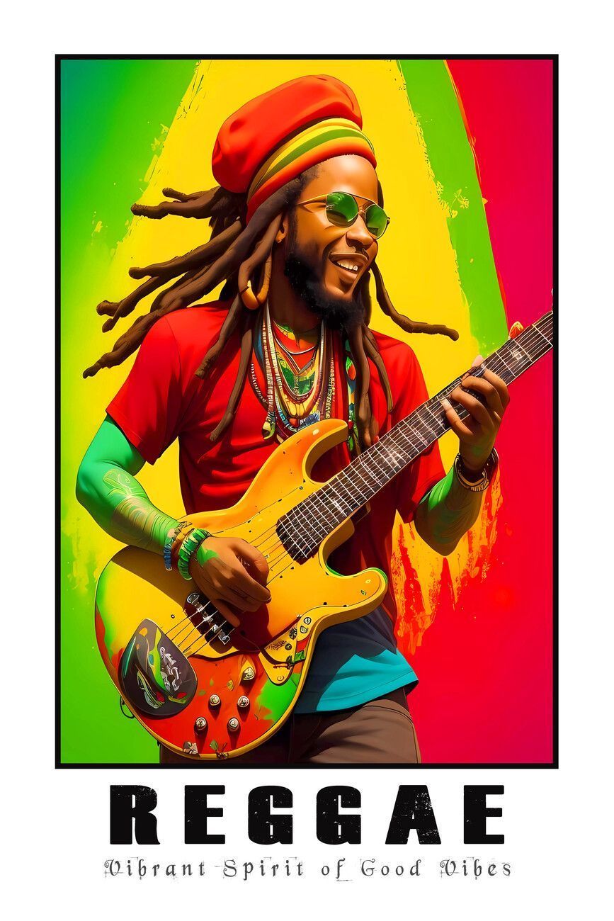 867x1300 REGGAE Music. ' Vibrant Spirit of Good Vibes ' Wall Mural